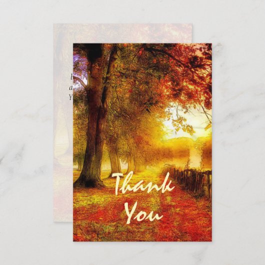 美しいパス秋の木カラフル々秋の結婚式 サンキューカード (正面/裏面)