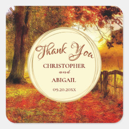 美しいパス秋の木カラフル々秋の結婚式 スクエアシール