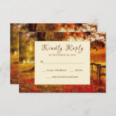 美しいパス秋の木カラフル々秋の結婚式 出欠カード (正面/裏面)