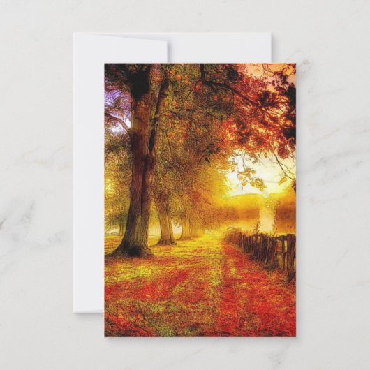 美しいパス秋の木カラフル々秋の結婚式 出欠カード (裏面)