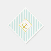 美しいパターストライプのンゴールデンいかり スタンダードカクテルナプキン (角)