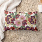 美しいパターンとフローラ要素グリーンピンク ランバークッション (ブランケット)