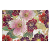 美しいパターンとフローラ要素グリーンピンク 枕カバー (裏面-左)