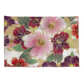 美しいパターンとフローラ要素グリーンピンク 枕カバー (裏面-右)