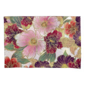 美しいパターンとフローラ要素グリーンピンク 枕カバー (正面左)