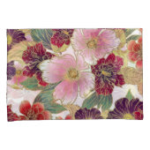 美しいパターンとフローラ要素グリーンピンク 枕カバー (正面右)