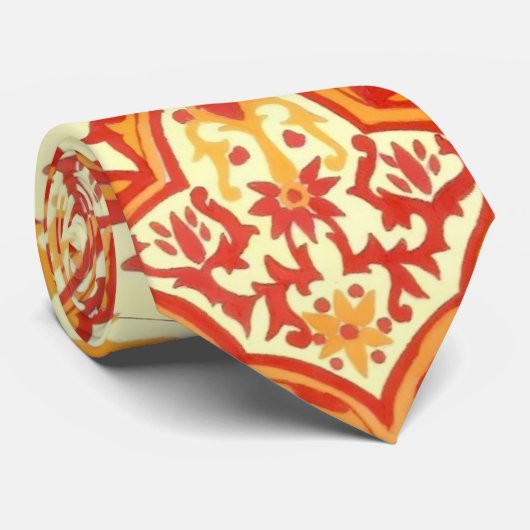 美しいパターン – 赤とオレンジ ネクタイ (ロール)