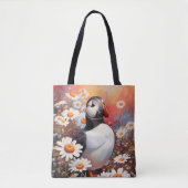 美しいパフィンインデイジー場 トートバッグ (正面)