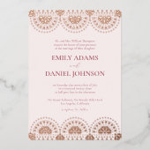 美しいパペル・ピカド:メキシスペインのコの結婚国 箔招待状 (正面)