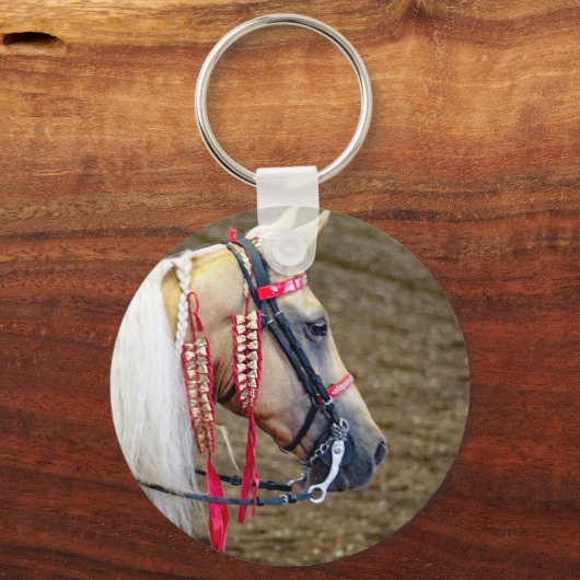 美しいパロミノの馬の写真 キーホルダー (正面)