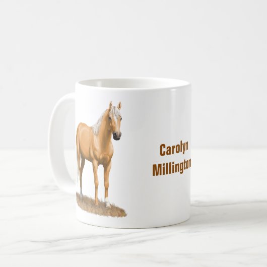 美しいパロミノクォーターホーススタリオン コーヒーマグカップ (正面左)