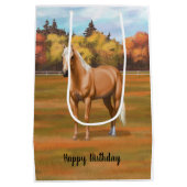 美しいパロミノクォーターホーススタリオン ミディアムペーパーバッグ (裏面)