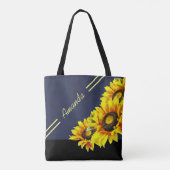 美しいパーソナライズされたひまわりトートバッグ トートバッグ (裏面)