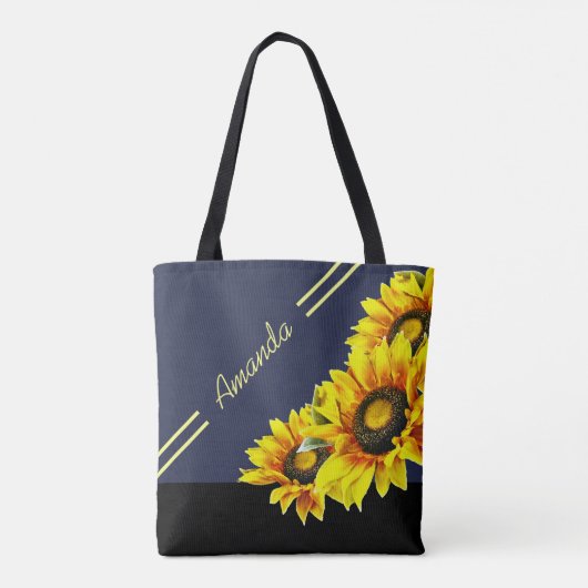 美しいパーソナライズされたひまわりトートバッグ トートバッグ (裏面)