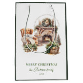 美しいパーソナライズされたクリスマス ミディアムペーパーバッグ (正面)