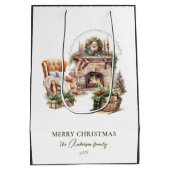 美しいパーソナライズされたクリスマス ミディアムペーパーバッグ (裏面)