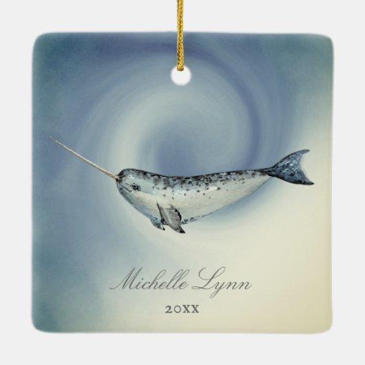 美しいパーソナライズされたナルファールクリスマス セラミックオーナメント (裏面)