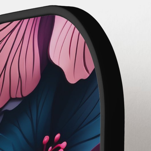 美しいパーソナライズされたハイビスカス ピックルボールラケット (左詳細)