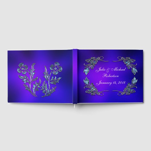 美しいパーソナライズされたバタフライフェイクフィリーグリー ゲストブック (全面)