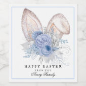 美しいパーソナライズされたバニーの耳イースター ワインラベル (シングルラベル)