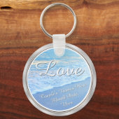 美しいパーソナライズされたビーチ結婚式 キーホルダー (正面)