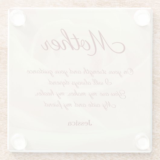 美しいパーソナライズされた母の詩 ガラスコースター (裏面)
