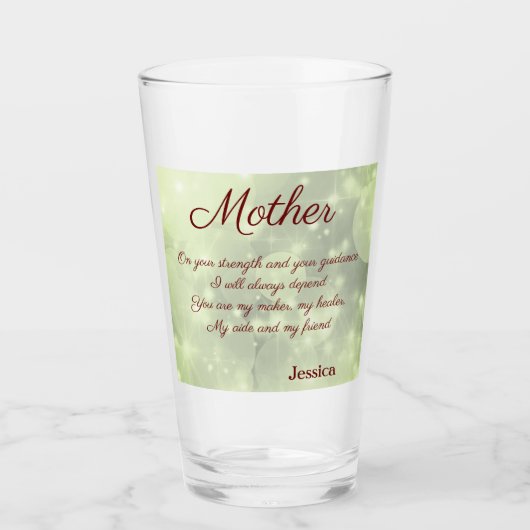 美しいパーソナライズされた母の詩 タンブラーグラス (正面)