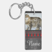 美しいパーソナライズされた犬や猫の記念碑 キーホルダー (正面左)