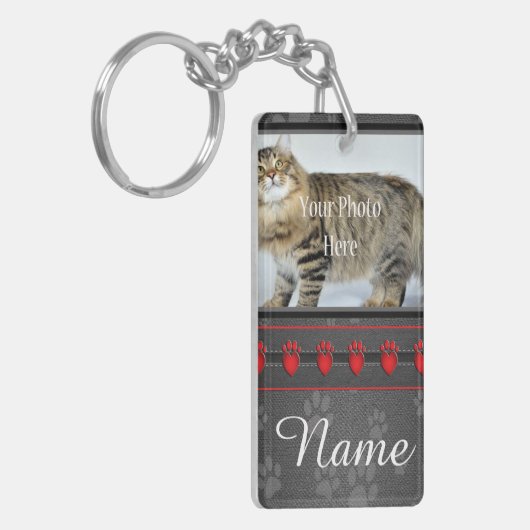 美しいパーソナライズされた犬や猫の記念碑 キーホルダー (正面左)