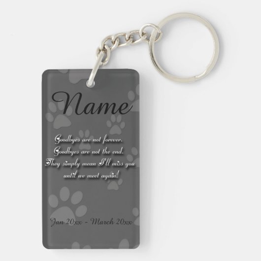 美しいパーソナライズされた犬や猫の記念碑 キーホルダー (裏面)