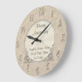 美しいパーソナライズされた記念日 ラージ壁時計 (傾斜)