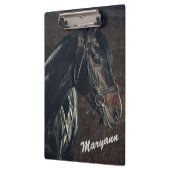 美しいパーソナライズされた黒馬 クリップボード (左)