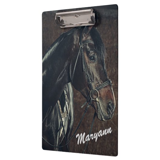 美しいパーソナライズされた黒馬  クリップボード (左)