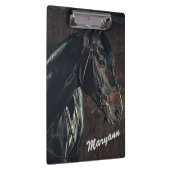 美しいパーソナライズされた黒馬 クリップボード (右)