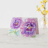 美しいパープルのパンジーの花 水彩カード カード (黄色い花)