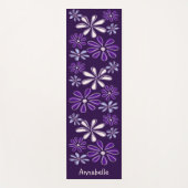 美しいパープルの名前ボタニカル花柄 ヨガマット (正面)