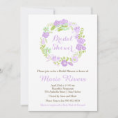 美しいパープルの花輪 ブライダルシャワー 招待状 (正面)