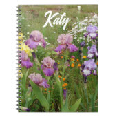 美しいパープルアイリス 花のカスタマイズ可能な ノートブック (正面)