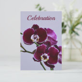 美しいパープルオーキッドのお祝い招待状 招待状 (スタンド正面)