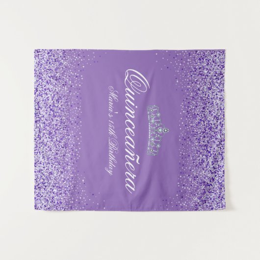 美しいパープルグリッターのキンチャネラ タペストリー (正面(横))