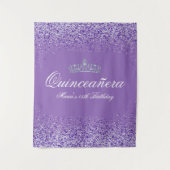 美しいパープルグリッターのキンチャネラ タペストリー (正面)