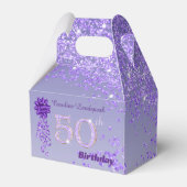 美しいパープルラメリボン50歳の誕生日 フェイバーボックス (正面サイド)
