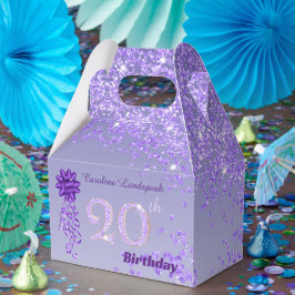 美しいパープルラメ リボン 20歳の誕生日 フェイバーボックス