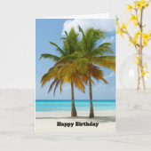 美しいパームツリーズオンザトロピカルビーチ誕生日 カード (黄色い花)
