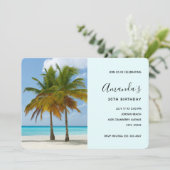 美しいパームツリーズオンザトロピカルビーチ誕生日 招待状 (スタンド正面)