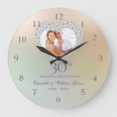 美しいパールハート写真 30周年記念 ラージ壁時計 (正面)