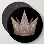 美しいパールビーズグリッタークラウンゴールデンブロンズ 缶バッジ (正面&裏面)