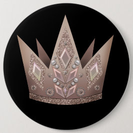 美しいパールビーズグリッタークラウンゴールデンブロンズ 缶バッジ