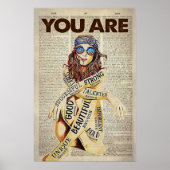 美しいヒッピーの女ユニークの子 ポスター (正面)