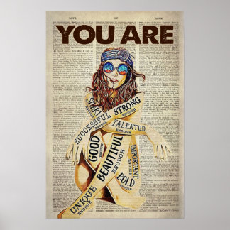 美しいヒッピーの女ユニークの子 ポスター